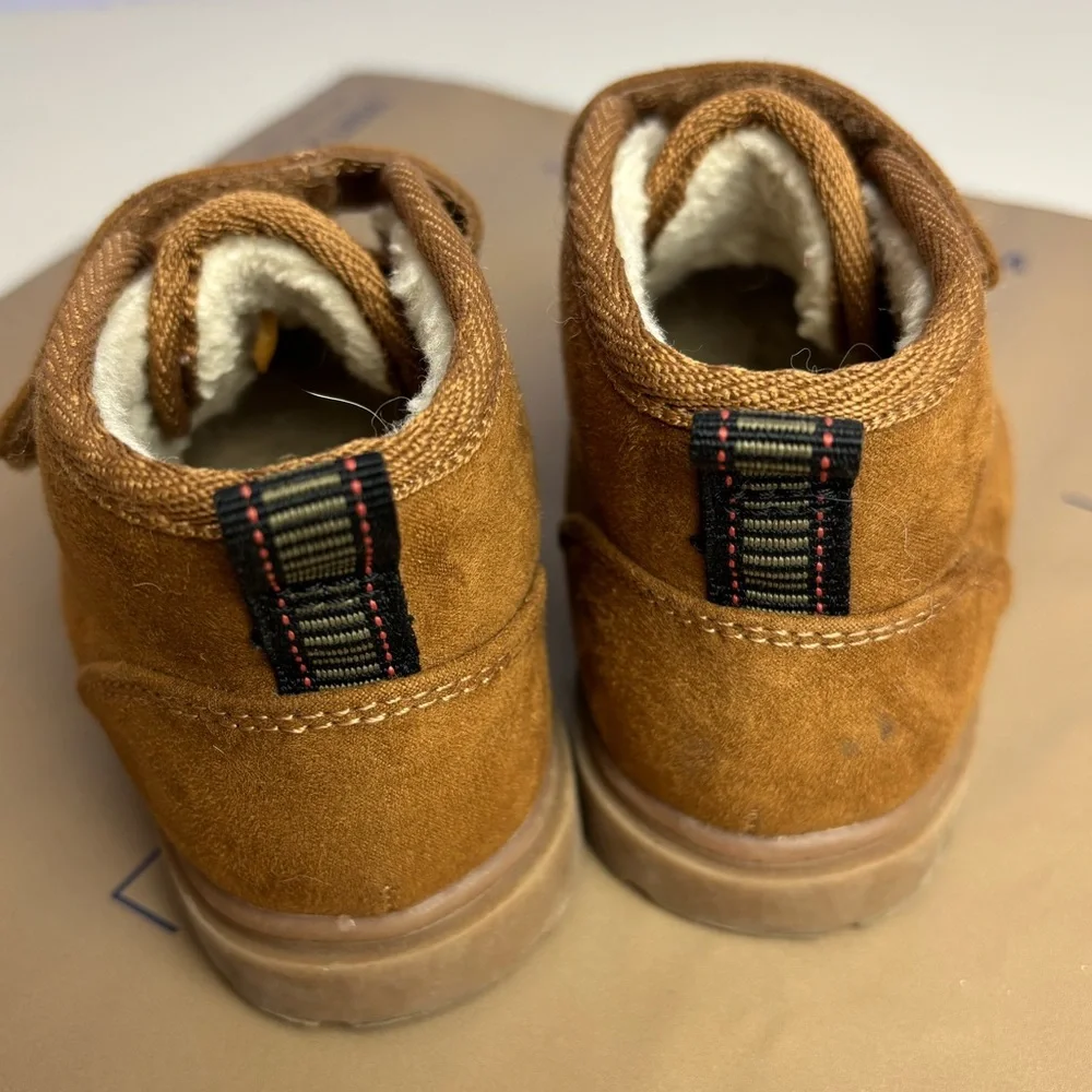 Cat and Jack Brown Suede Strap Boots - Cozy Lined Kids Shoes